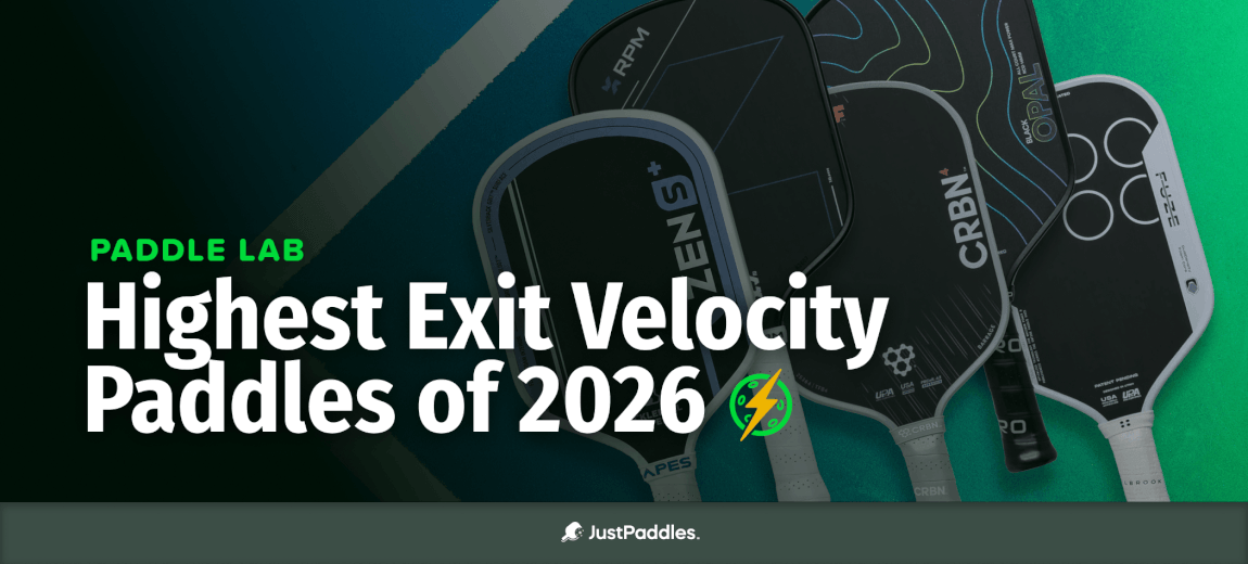 Paddle Lab presents the Highest Exit Velocity Paddles of 2026. Visible text includes "CRBN", "OPAL", "FUZE", and "RPM".